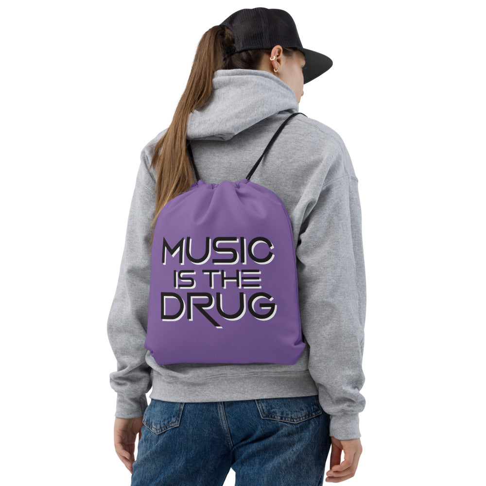 Music Is The Drug Drawstring Bag (Purple)